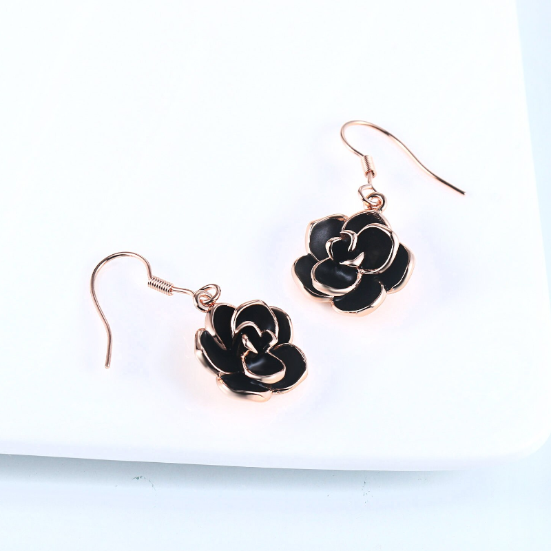Veile Studios Earrings Women Black Rose Dangle