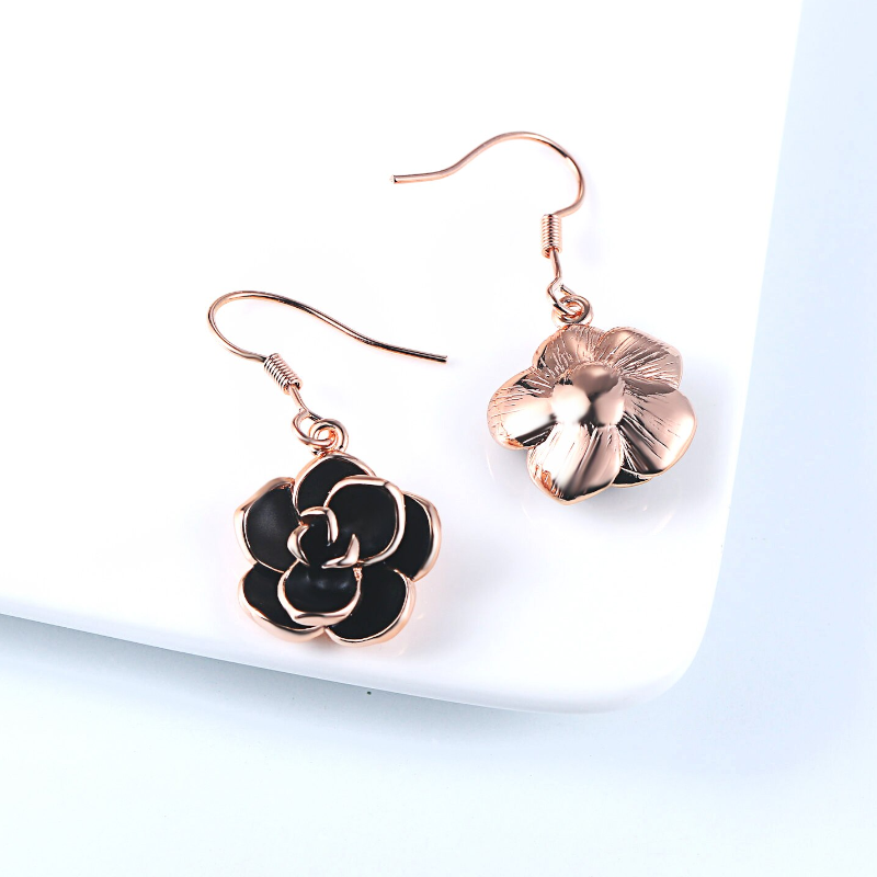 Veile Studios Earrings Women Black Rose Dangle