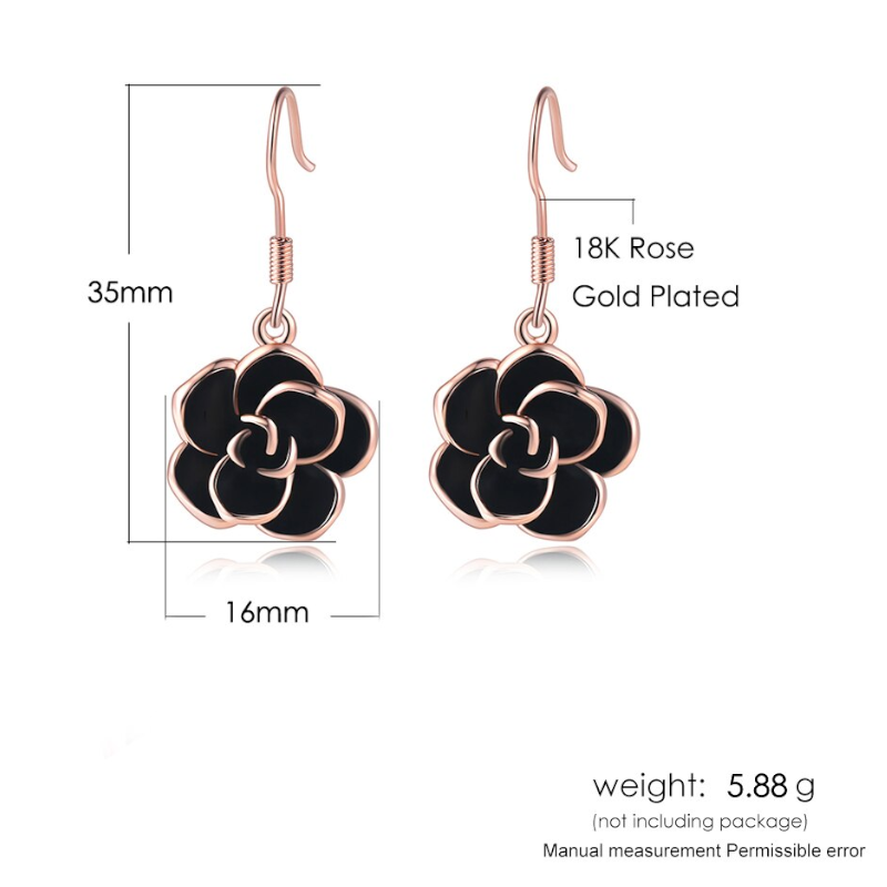 Veile Studios Earrings Women Black Rose Dangle