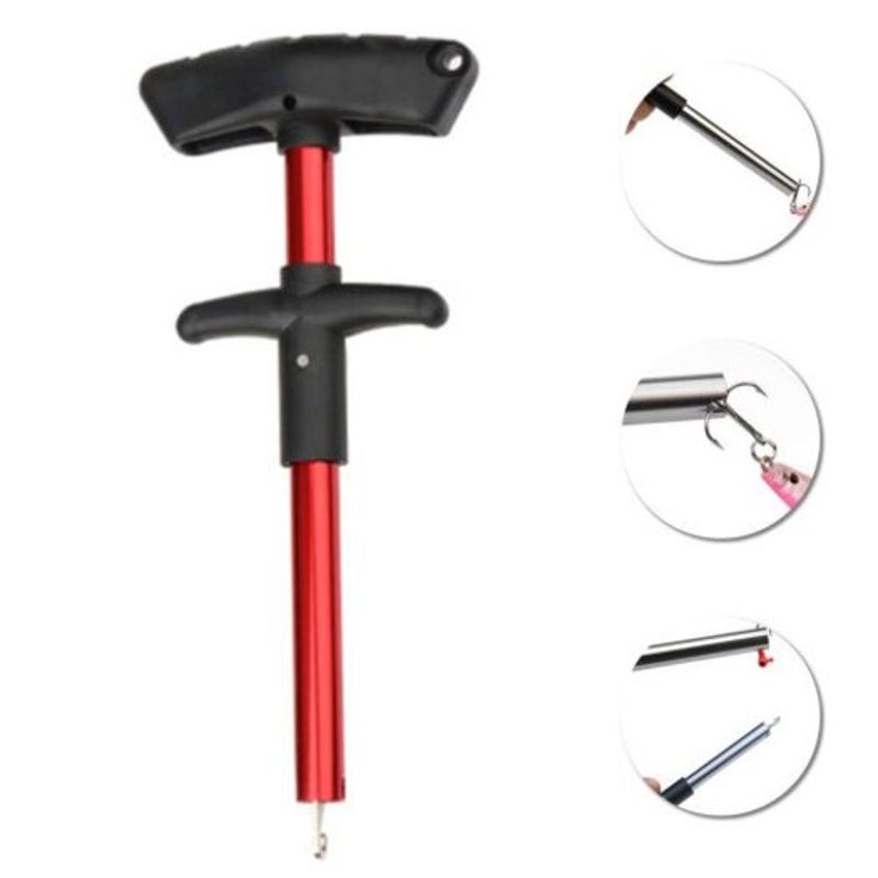 Easy Stainless Steel Fish Hook Remover Minimizing Injuries Fishing Tool Red