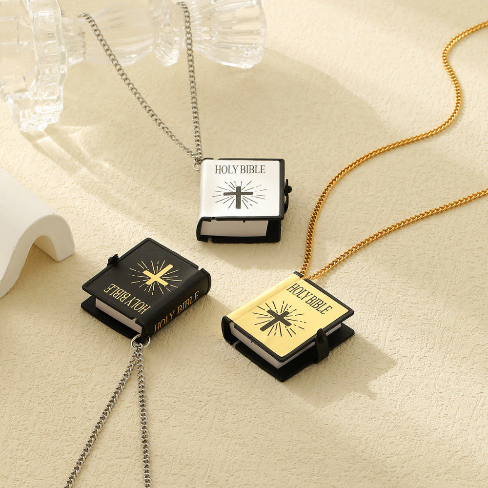 Stainless Steel Necklaces For Men Women Cross Bible Verses Pendant Fashion Jewelry