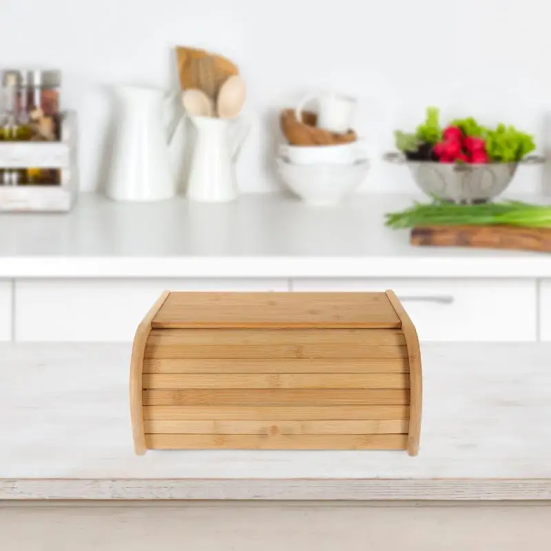 Eco Friendly Bamboo Bread Bin Roll Up Kitchen Storage Box