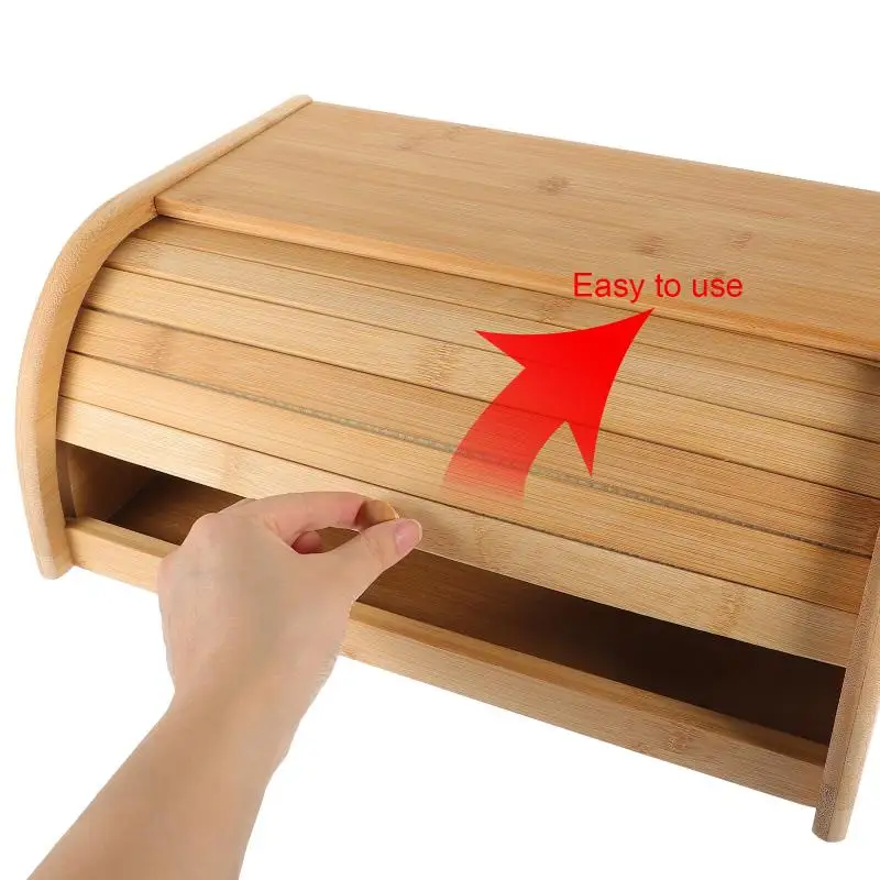 Eco Friendly Bamboo Bread Bin Roll Up Kitchen Storage Box