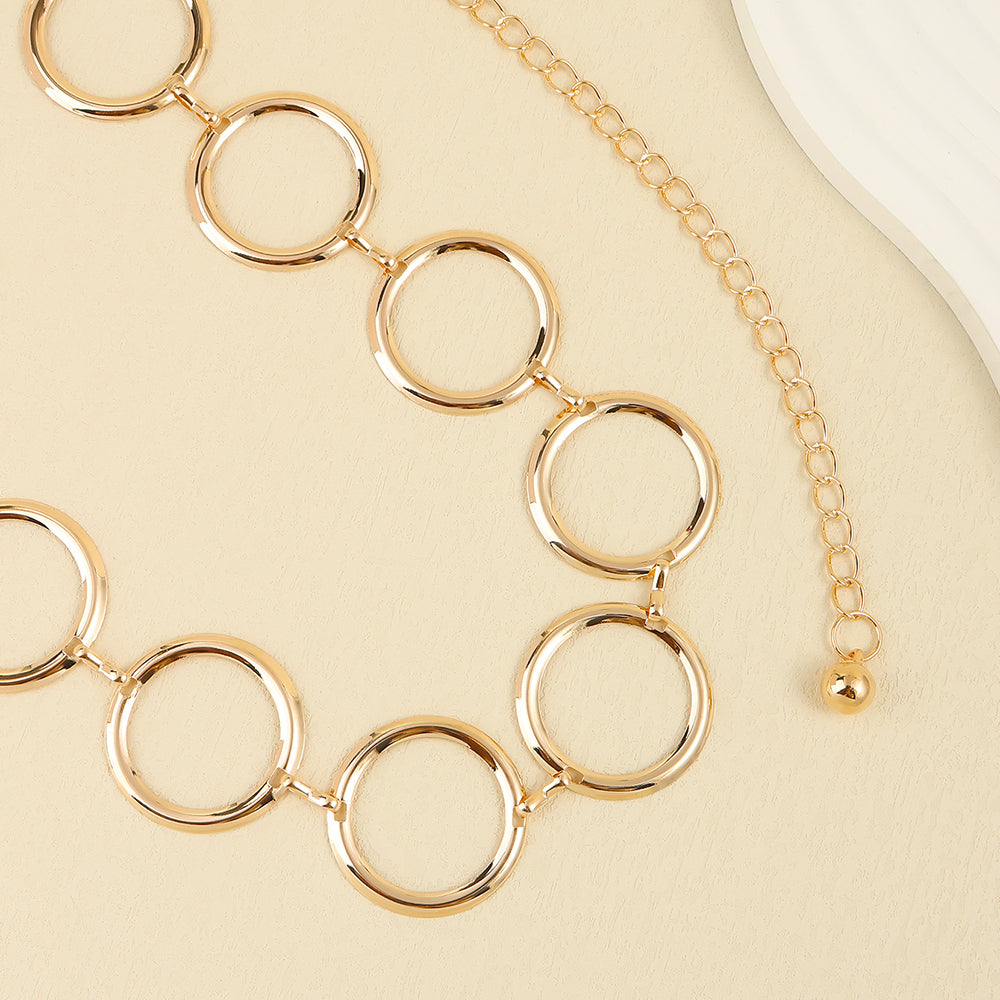 Veile Studios Fashion Circle Metal Waist Chain Belt Women Decorative Dress Hollow Accessories