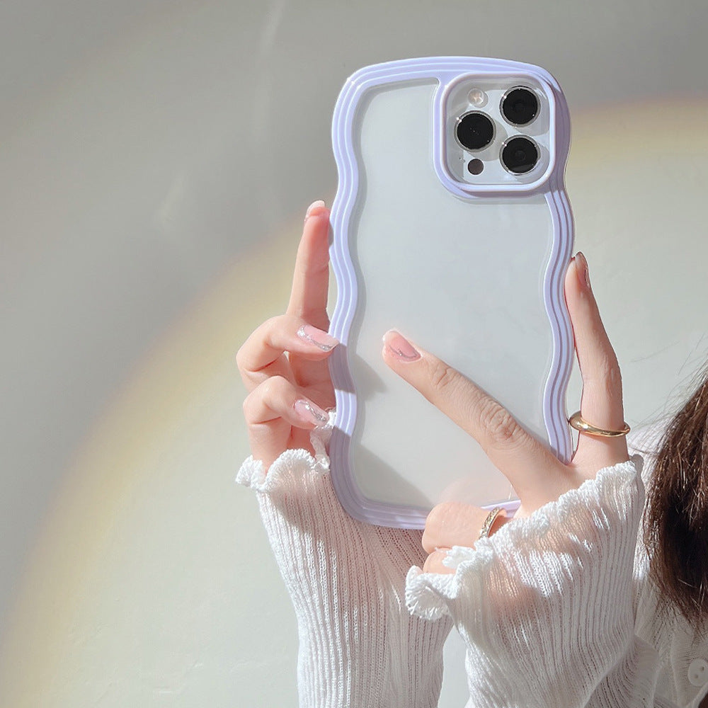 Wave Border Mobile Phone Case Solid Color Simple Candy