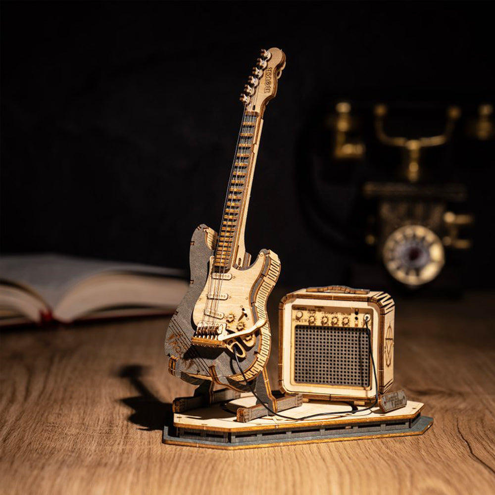 Robotime Rokr Electric Guitar Model Gift For Kids Adult Assembly Creative Toys Building Block Set 3D Wooden Puzzle Tg605