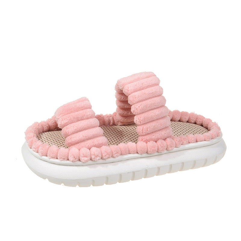 Fluffy Slippers Soft Criss-Cross Straight Designs