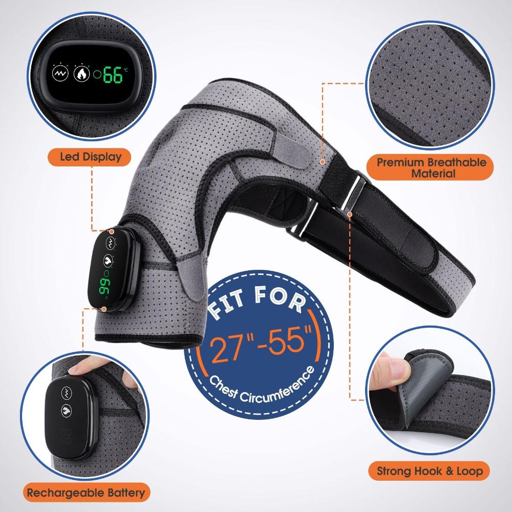 Electric Heating Shoulder Brace With Led Display And Vibration Massage Support