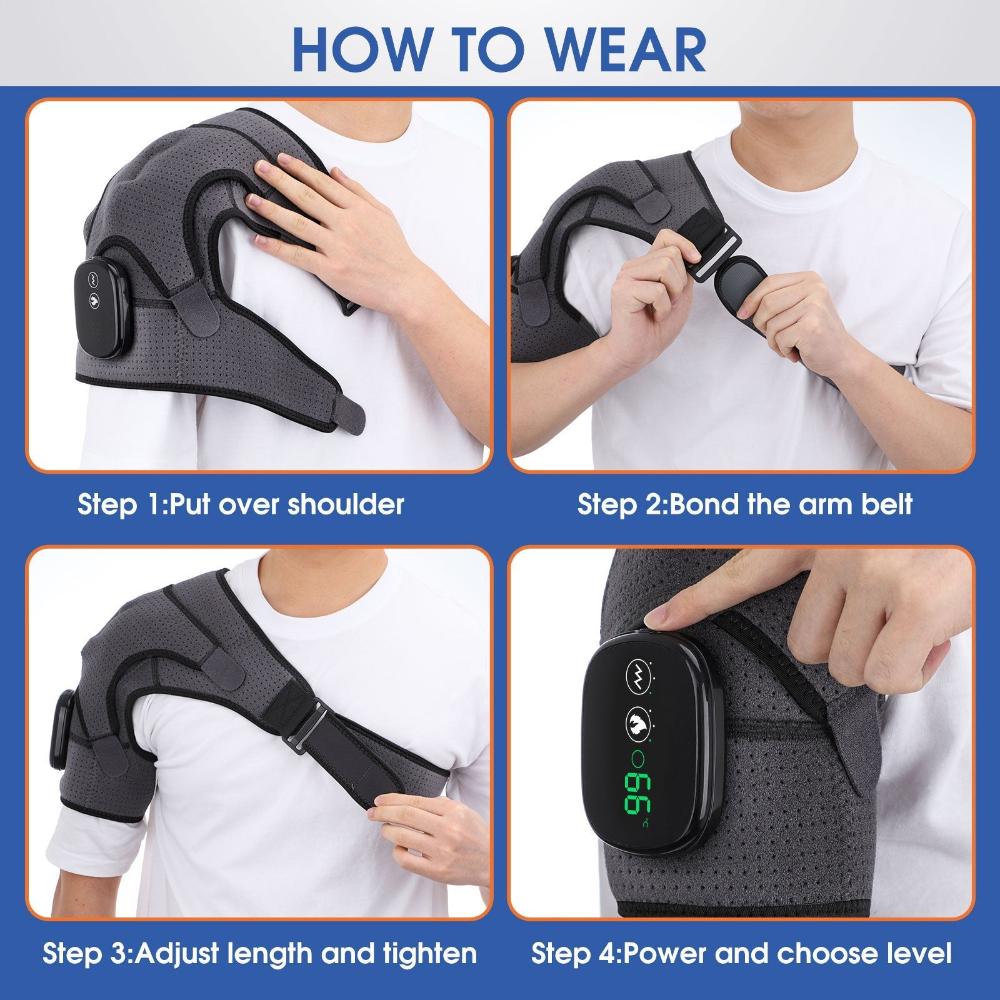 Electric Heating Shoulder Brace With Led Display And Vibration Massage Support