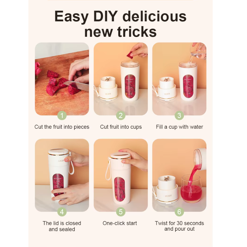 Electric Fruit Juicer Usb Wireless Rechargeable Portable Blender