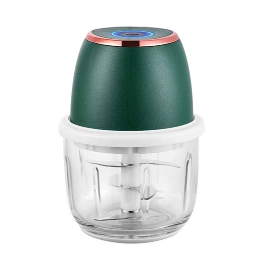 Electric Mini Garlic Chopper With Glass Bowl - Usb Rechargeable 6 Blades Large Capacity(Green)