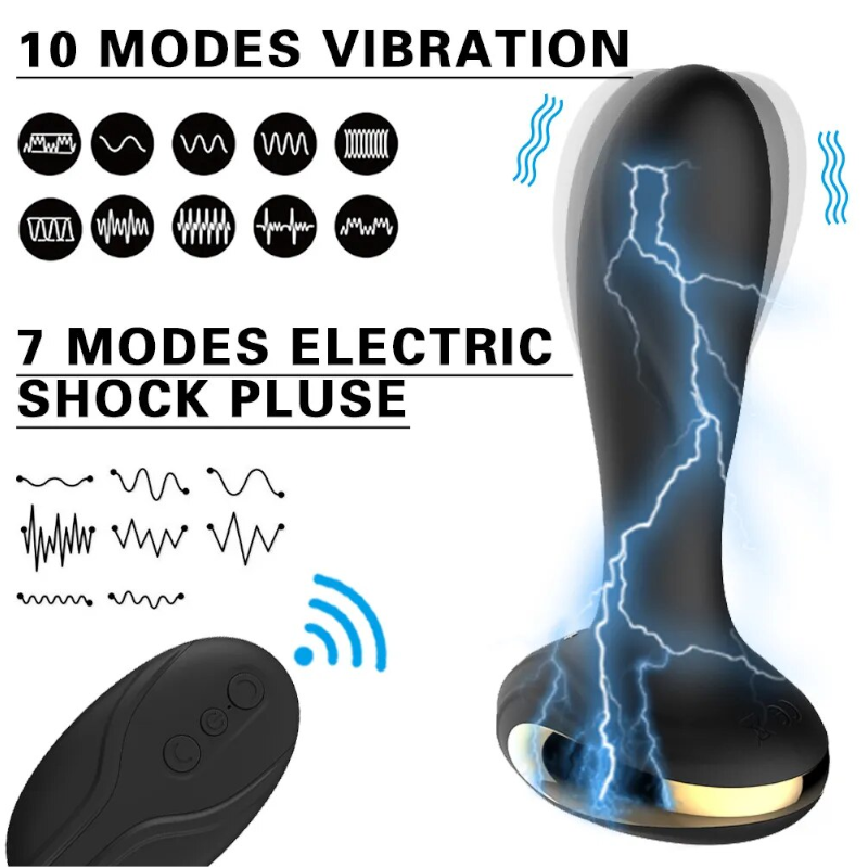 Electric Anal Plug Wireless Remote Control Buttplug Vibrating Dildo