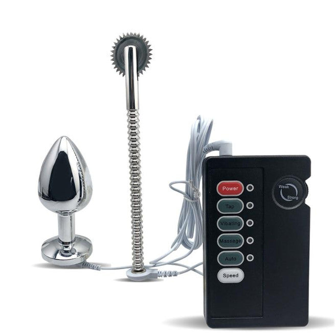 Stainless Steel Anal Plug Wartenberg Wheel Electro Stimulation Bdsm