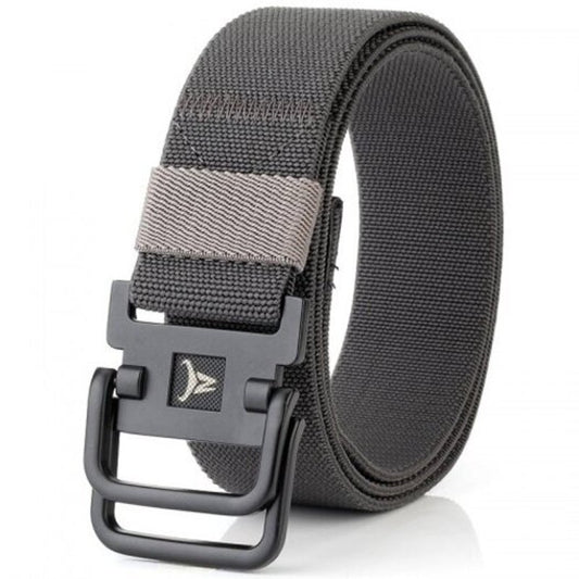 Double Buckle Stretch Durable Weaving Nylon Elastic Belt Smokey Gray