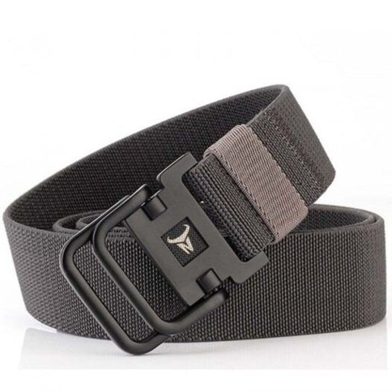 Double Buckle Stretch Durable Weaving Nylon Elastic Belt Smokey Gray