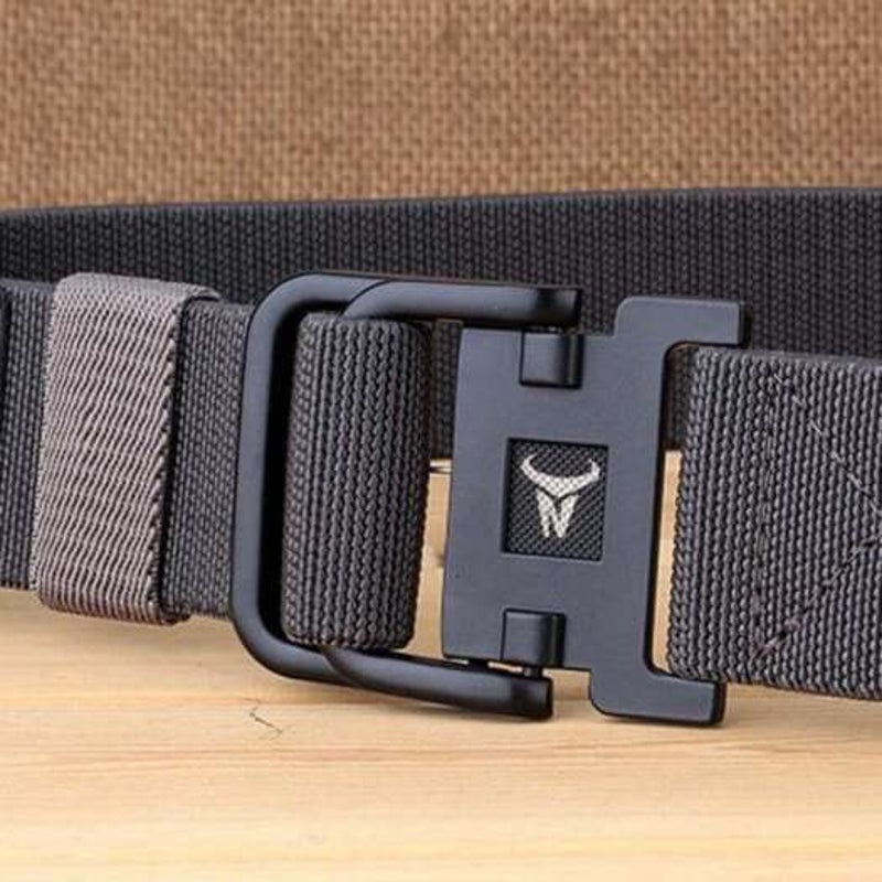 Double Buckle Stretch Durable Weaving Nylon Elastic Belt Smokey Gray