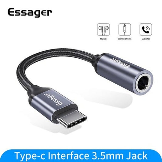 Usb Type C To 3.5 Mm Jack Female Adapter For Headphone Headset Aux Huawei Dark Gray