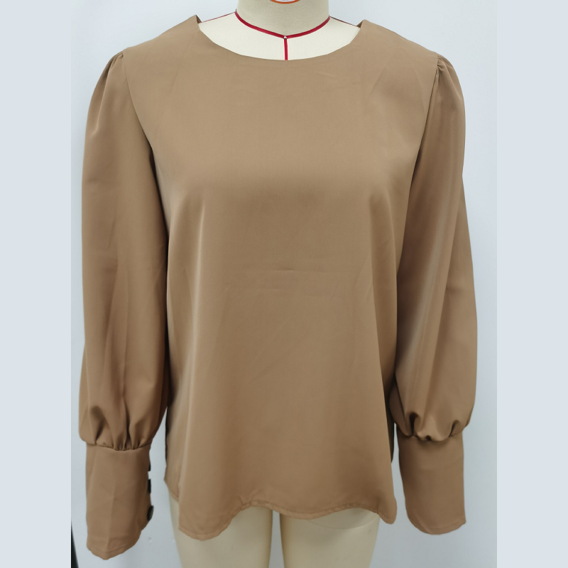 American Long Sleeve Button Solid Color Casual Shirt