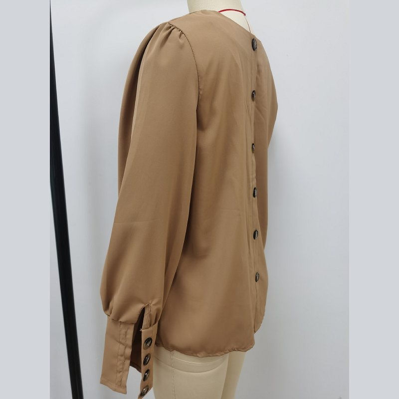 American Long Sleeve Button Solid Color Casual Shirt