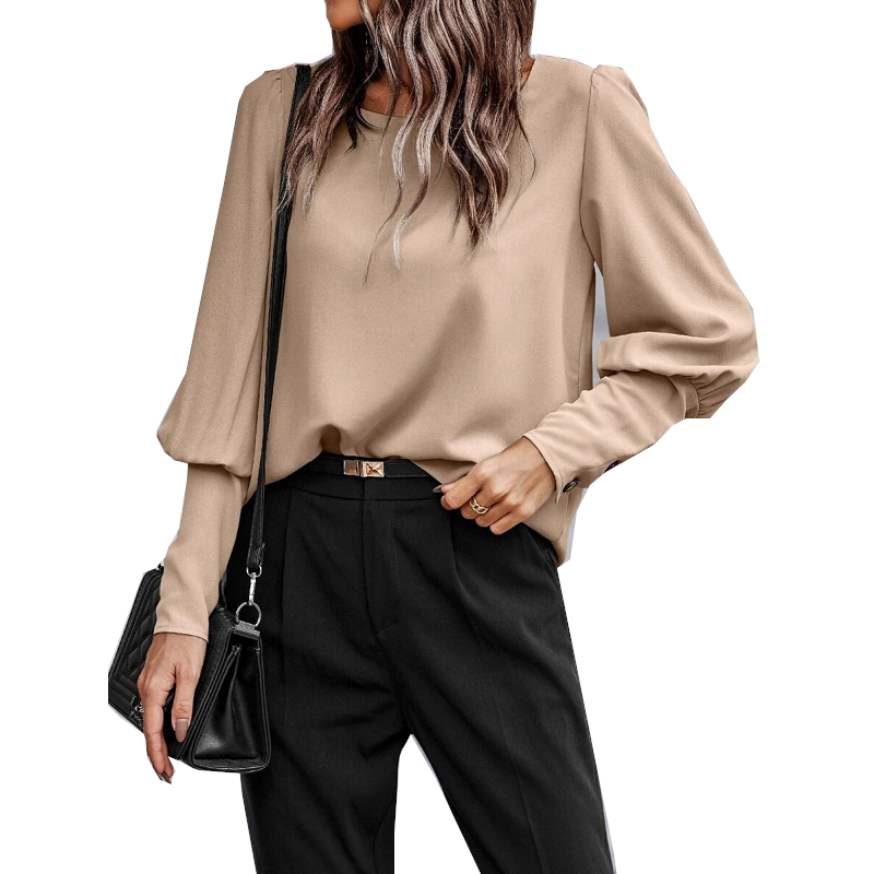 American Long Sleeve Button Solid Color Casual Shirt