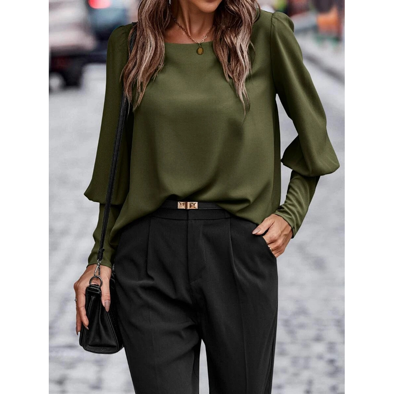 American Long Sleeve Button Solid Color Casual Shirt