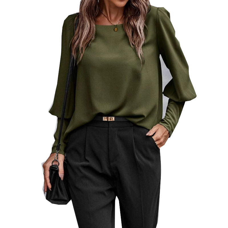 American Long Sleeve Button Solid Color Casual Shirt