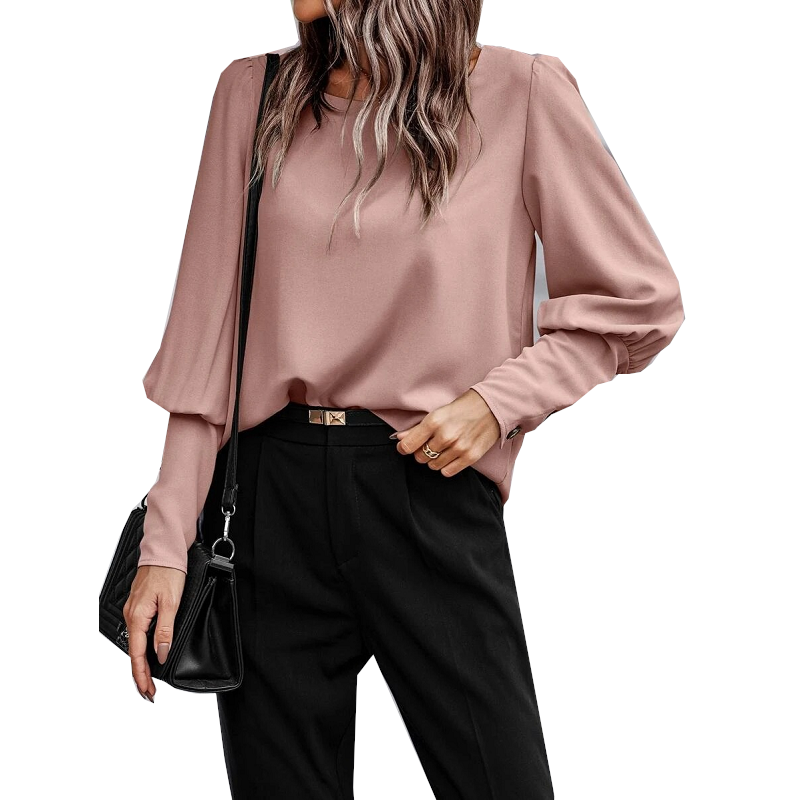 American Long Sleeve Button Solid Color Casual Shirt