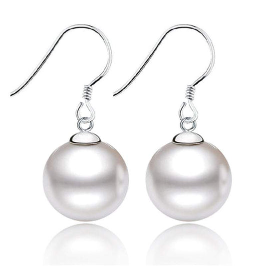 Veile Studios Earrings Exquisite Shell Beads Sterling Silver Freshwater Cultured Pearl Dangle Studs