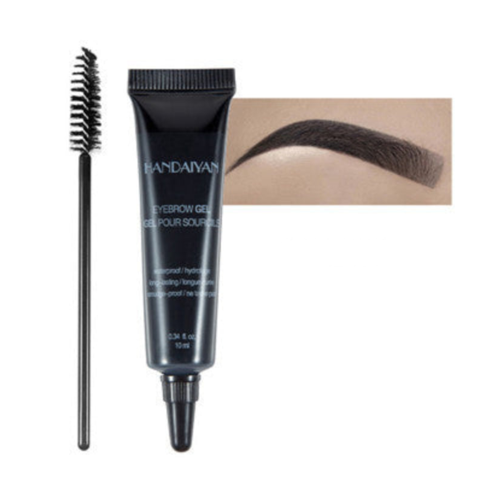 Eyebrow Makeup Henna Gel Black Brown Waterproof Durable Liquid Tint Brush Set