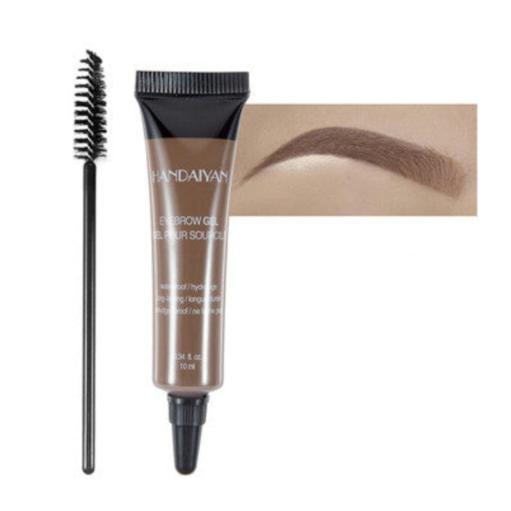 Eyebrow Makeup Henna Gel Black Brown Waterproof Durable Liquid Tint Brush Set