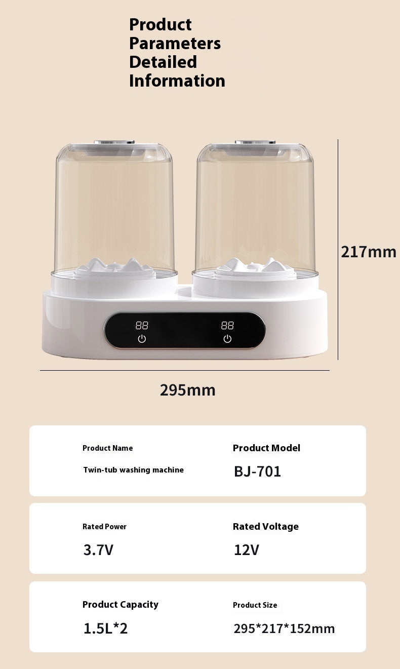 Plastic Double Bucket Mini Underwear Washing Machine Usb Powered