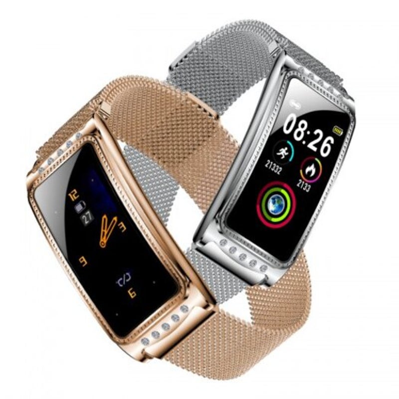 F28 Fashion Women Smart Bracelet Color Screen Ip68 Waterpoof Rose Gold