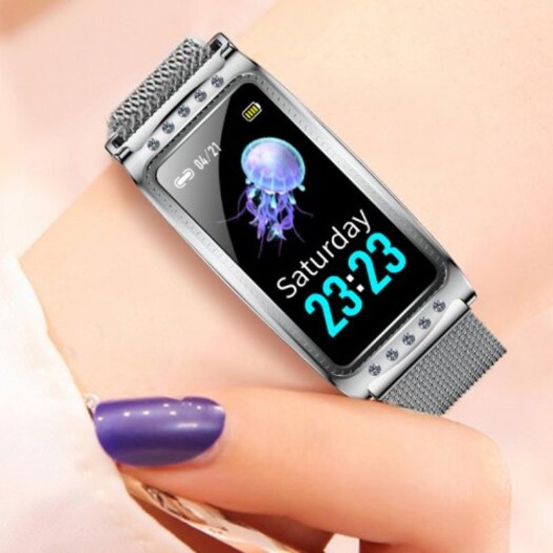 F28 Fashion Women Smart Bracelet Color Screen Ip68 Waterpoof Rose Gold