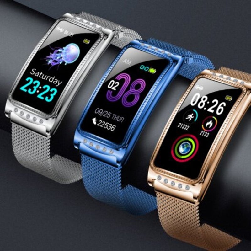F28 Fashion Women Smart Bracelet Color Screen Ip68 Waterpoof Rose Gold