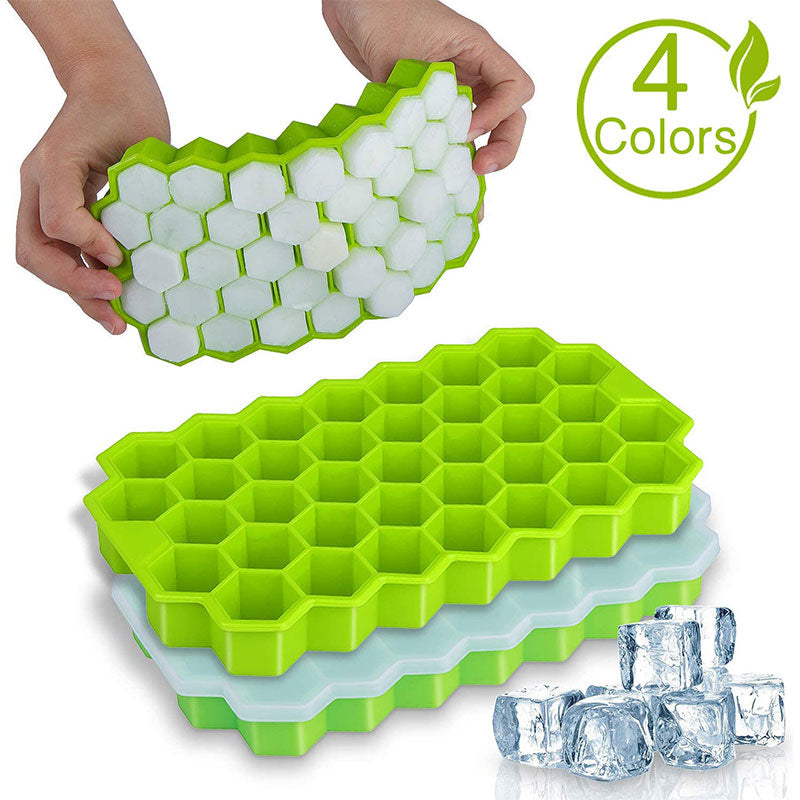 Reusable Honeycomb Shape Silicone Ice Cube Tray Moulds With Lids