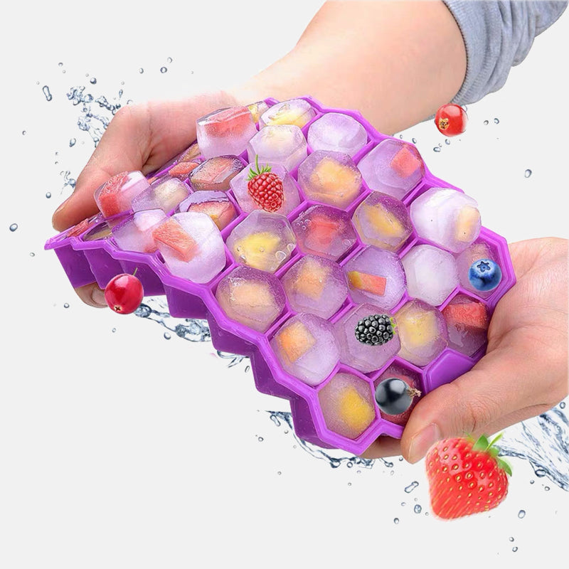 Reusable Honeycomb Shape Silicone Ice Cube Tray Moulds With Lids