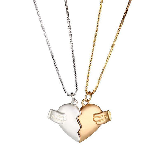Creative Magnet Love Necklace 2Pcs Heart-Broken Shape Men And Women Personalized Jewelry For Valentine's Day