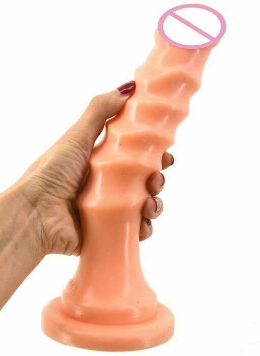 Faak 24Cm 9.4Inch Twisted Dildo Dong Colour Rubber Sex Toy 4.5Cm Thick Butt Plug Purple - Black