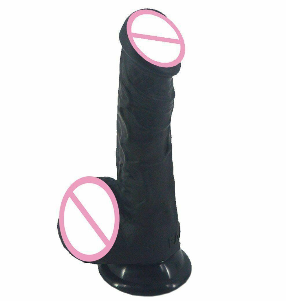 20Cm Silicone Realistic Dildo Butt Plug Anal Black