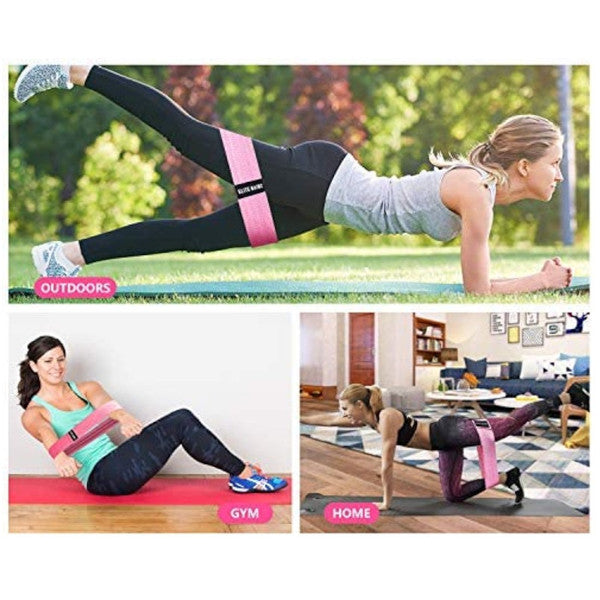 Fabric Resistance Booty Bands 3 Set Hip Workout Squats Exercise Guide Bag Fitness