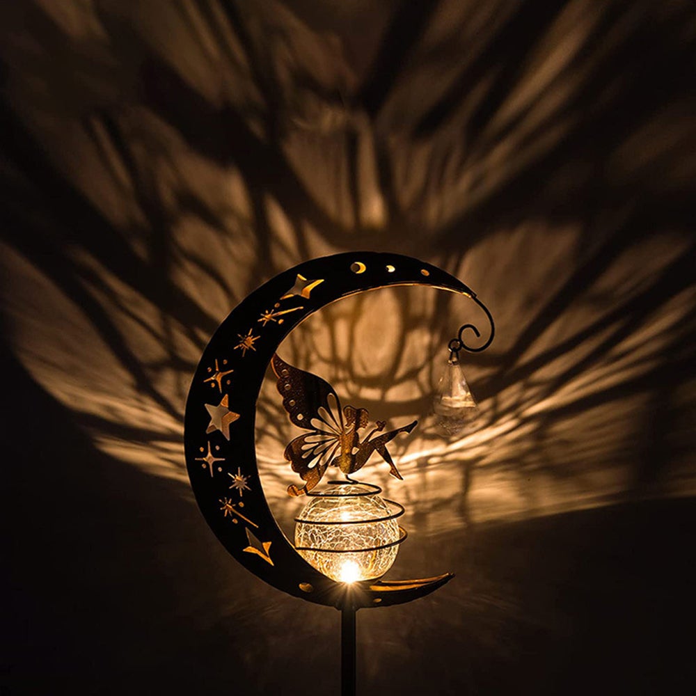 Fairy Solar Lamp With Moon Decorative Yard Outdoor Stake Lights For Lawn