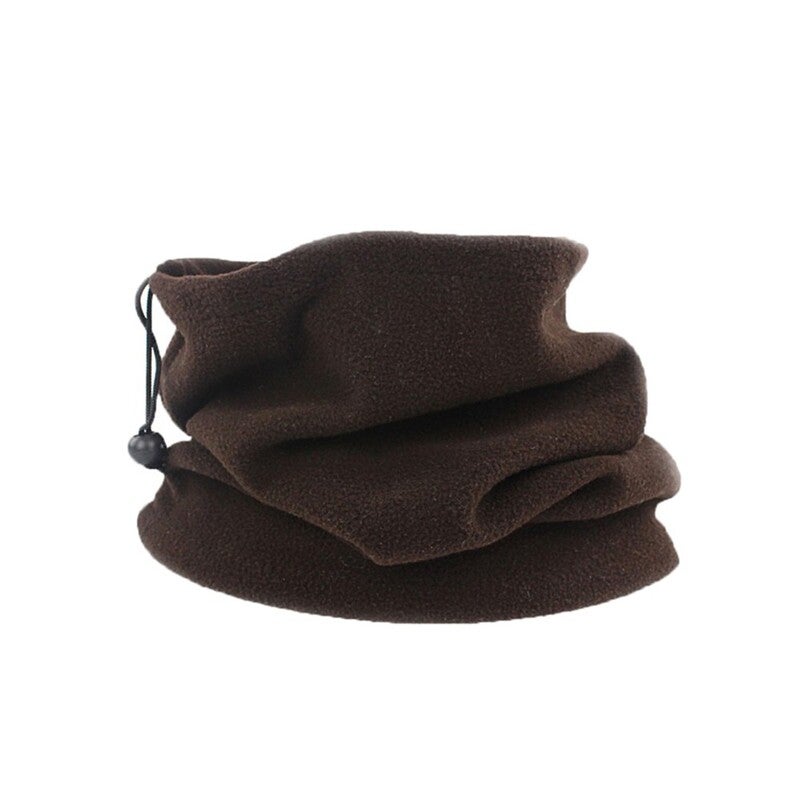 Fall Winter Unisex Polar Fleece Neck Warmer 3 In 1 Multifunctional Scarf Coffee