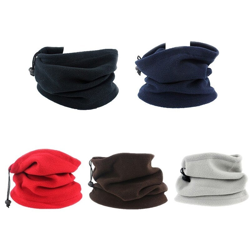 Fall Winter Unisex Polar Fleece Neck Warmer 3 In 1 Multifunctional Scarf Coffee