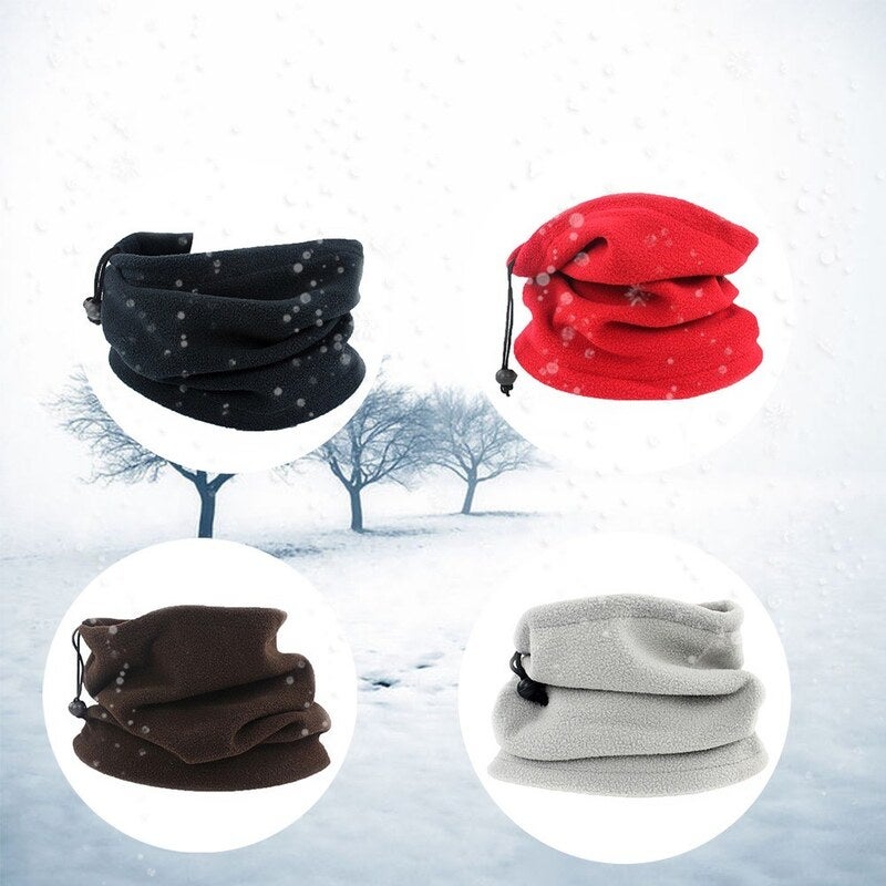 Fall Winter Unisex Polar Fleece Neck Warmer 3 In 1 Multifunctional Scarf Coffee