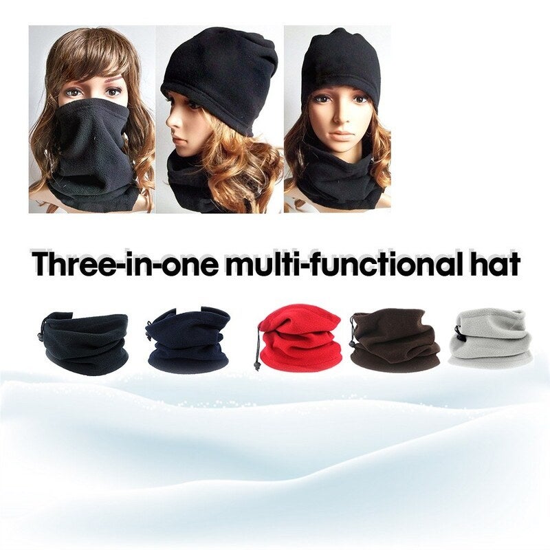 Fall Winter Unisex Polar Fleece Neck Warmer 3 In 1 Multifunctional Scarf Coffee