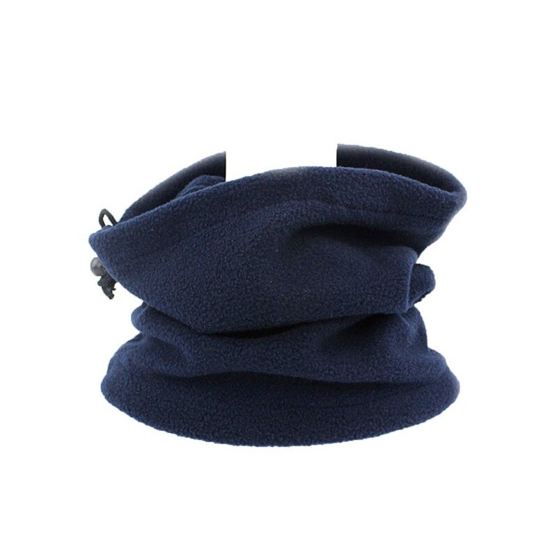 Fall Winter Unisex Polar Fleece Neck Warmer 3 In 1 Multifunctional Scarf Navy Blue