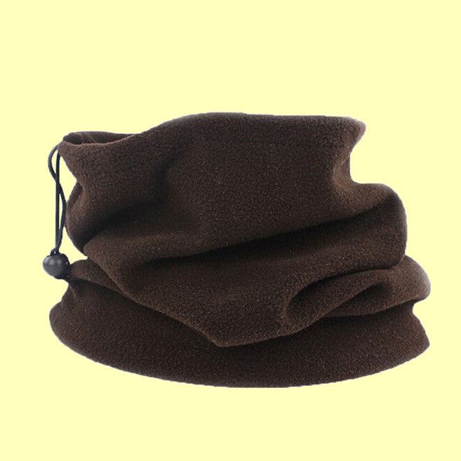 Fall Winter Unisex Polar Fleece Neck Warmer 3 In 1 Multifunctional Scarf Coffee