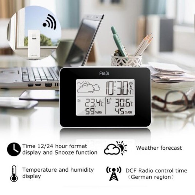 Fj3364 Weather Station Alarm Clock Monitor Temperature Humidity With Outdoor Sensor