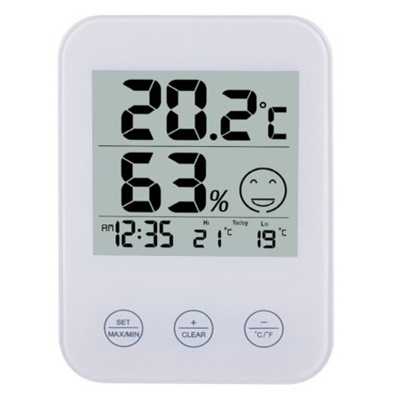 Fj718 Weather Station Digital Thermometer Hygrometer Clock With Temperature Humidity White