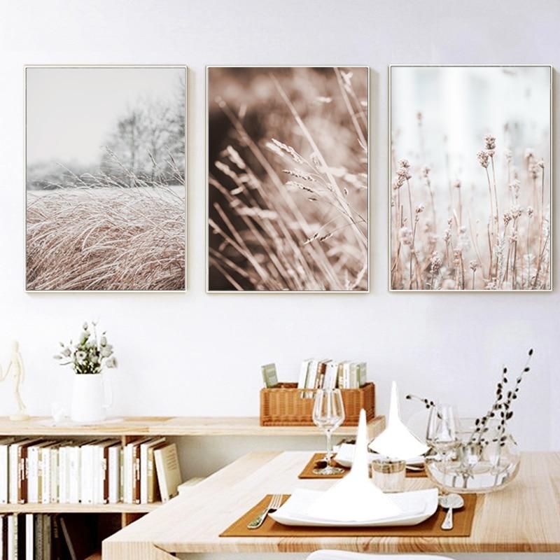 Whimsical Canvas Vintage Botanical Grass Wall Art Home Decor
